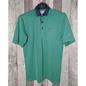 Callaway Men’s Small Golf Shirt Opti-Dri Short Sleeve Polo Green Blue Stripe EUC